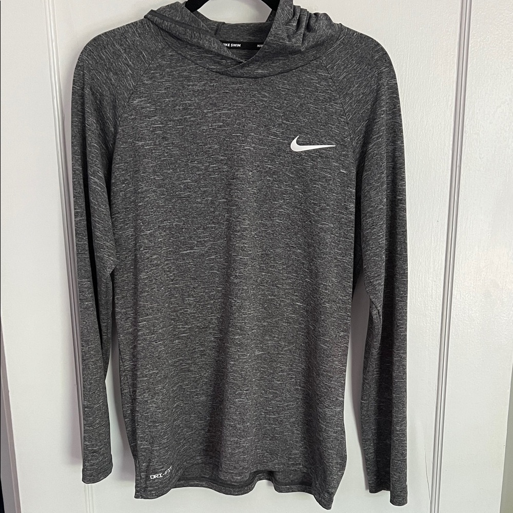 Nike Men’s Dark Gray Hooded Long Sleeve Swim Top